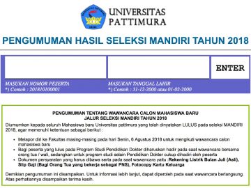 Hasil Seleksi Mandiri 2018